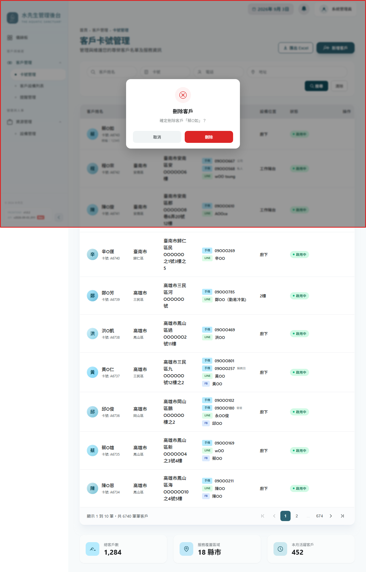 刪除確認對話框